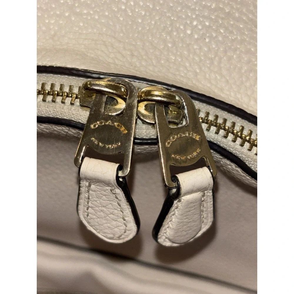 COACH Charlie Backpack Pebble Leather White Unisex Genuine Leather Bag 13x11x4 - Picture 13 of 16